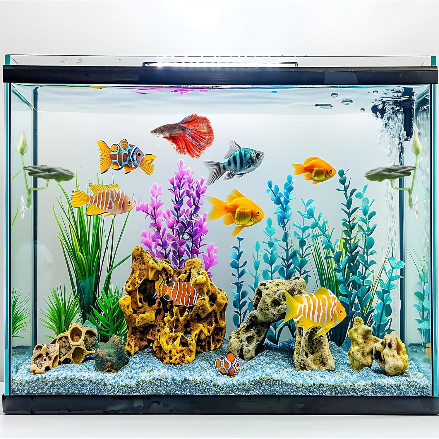 3 Pcs Betta Fish Bed Leaf Hammock Suction Cup Tank Decor 3 X Green