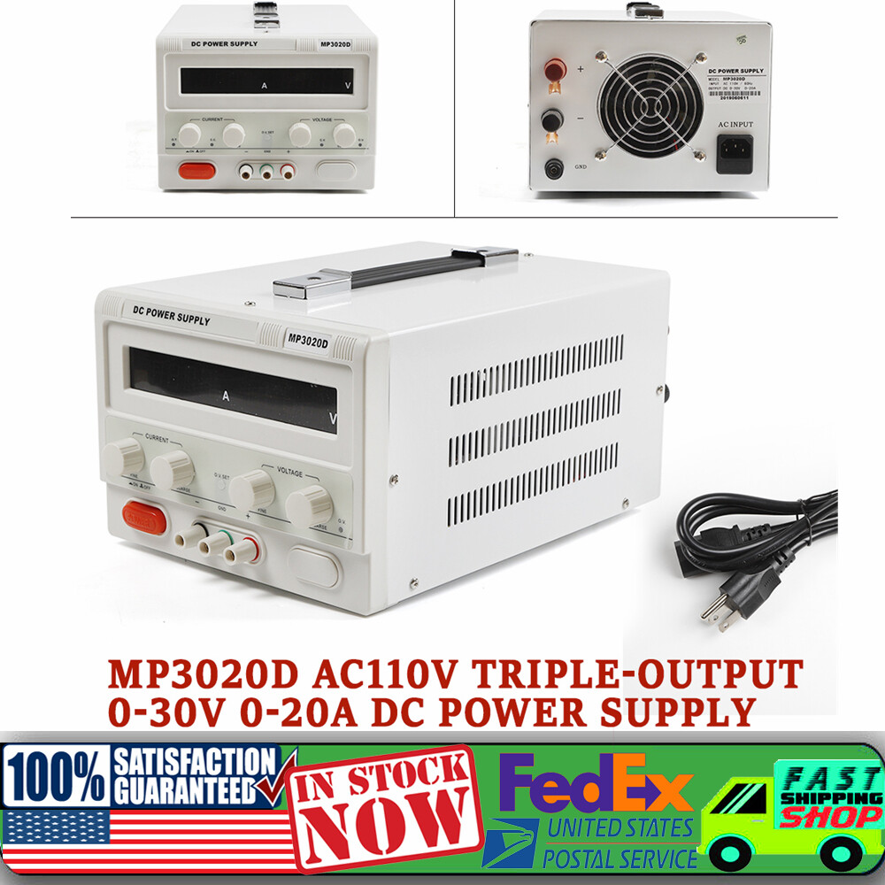 MP3020D LED Regulated Variable Lab DC Bench Power Supply 0-30V 0-20A +Power Line