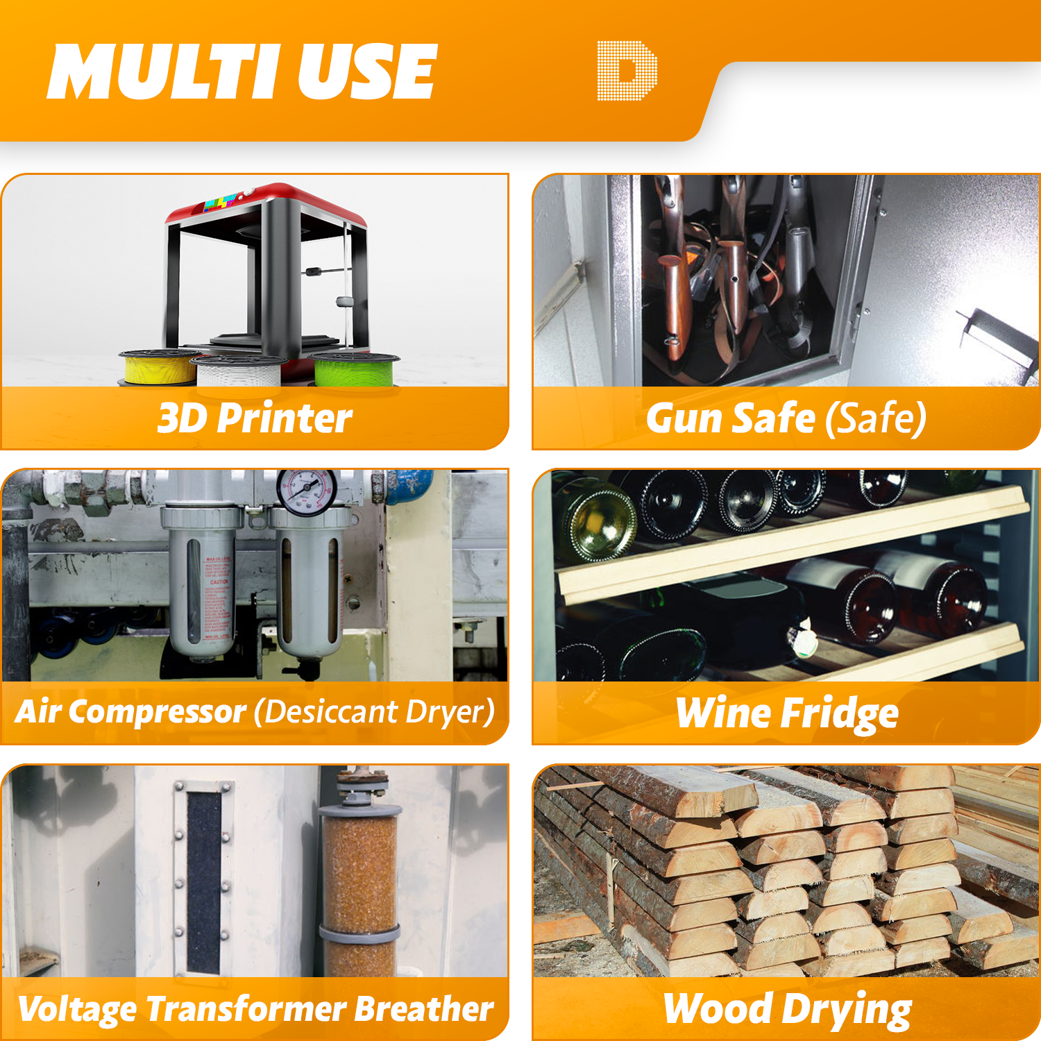 1 Quart(2 LBS) "Dry&Dry" Premium Orange Indicating Silica Gel Desiccant Bead