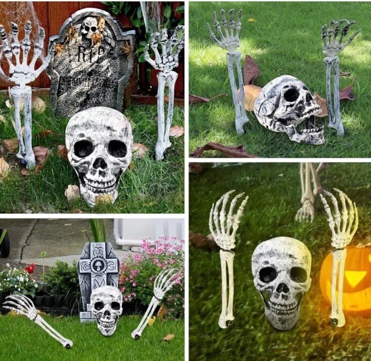 Halloween Skull Skeleton Arms With Spikes For Outdoor Display Decorating Spooky