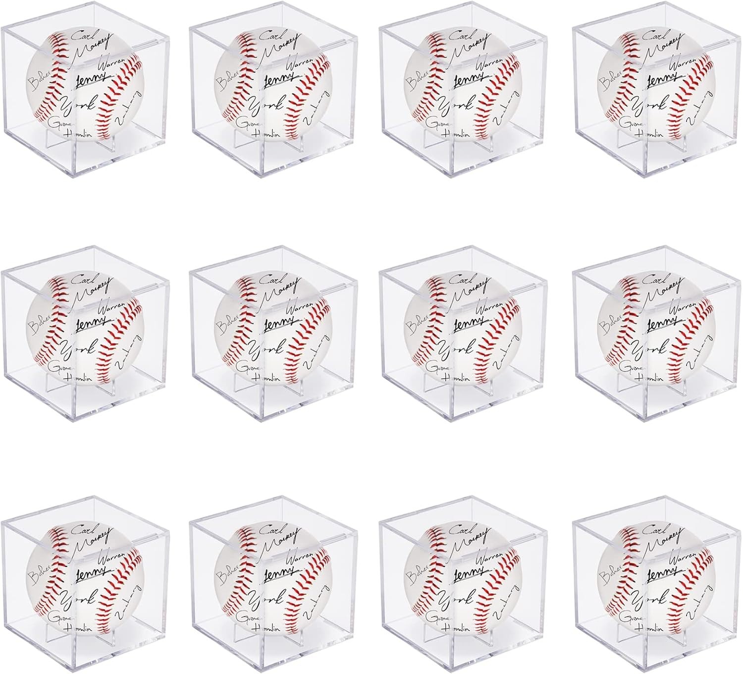 12Pack Baseball Display Case Acrylic Cube - UV Protected Acrylic Baseball Holder