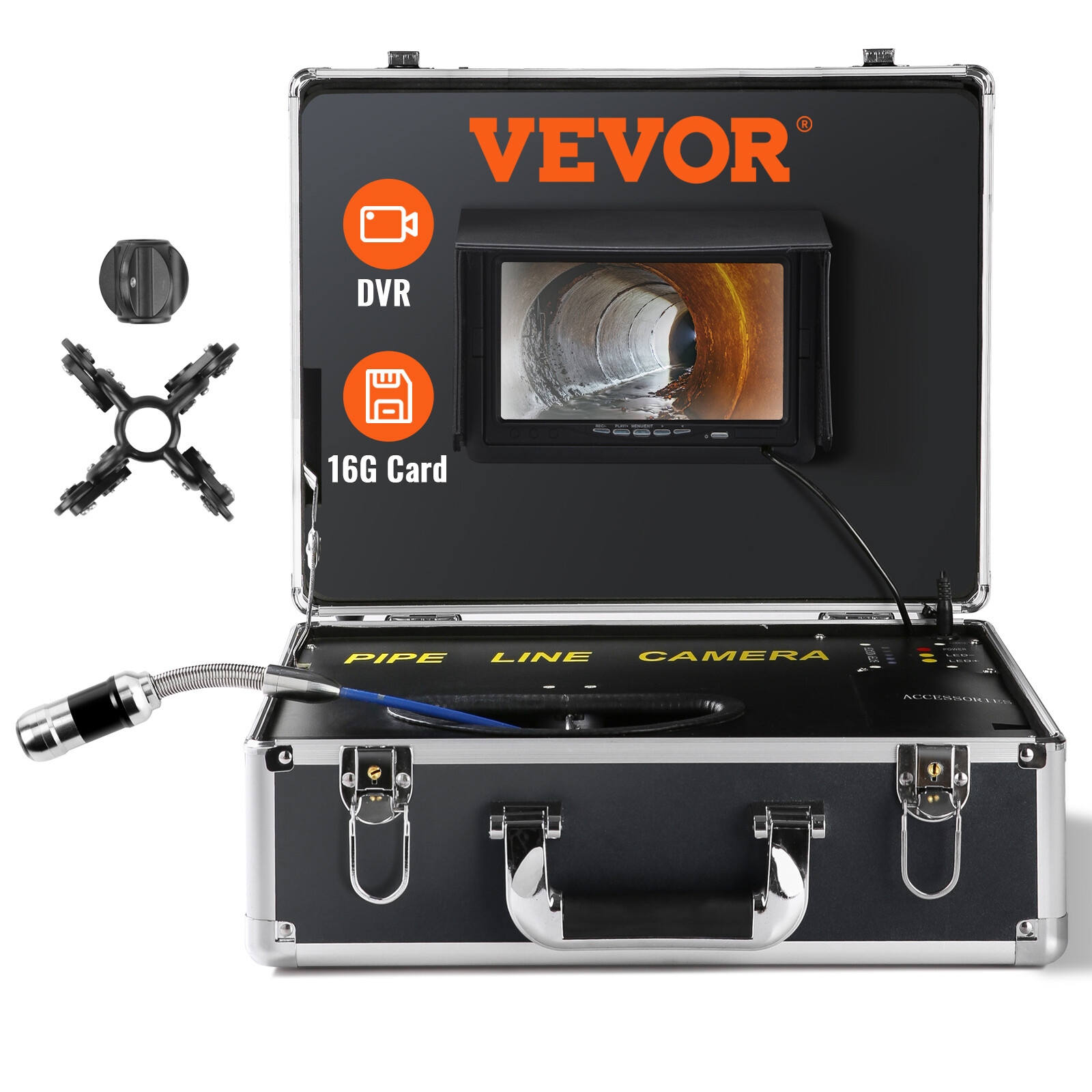 VEVOR 50m/165ft Sewer Camera Pipe Inspection Drain Camera 7 inch Screen