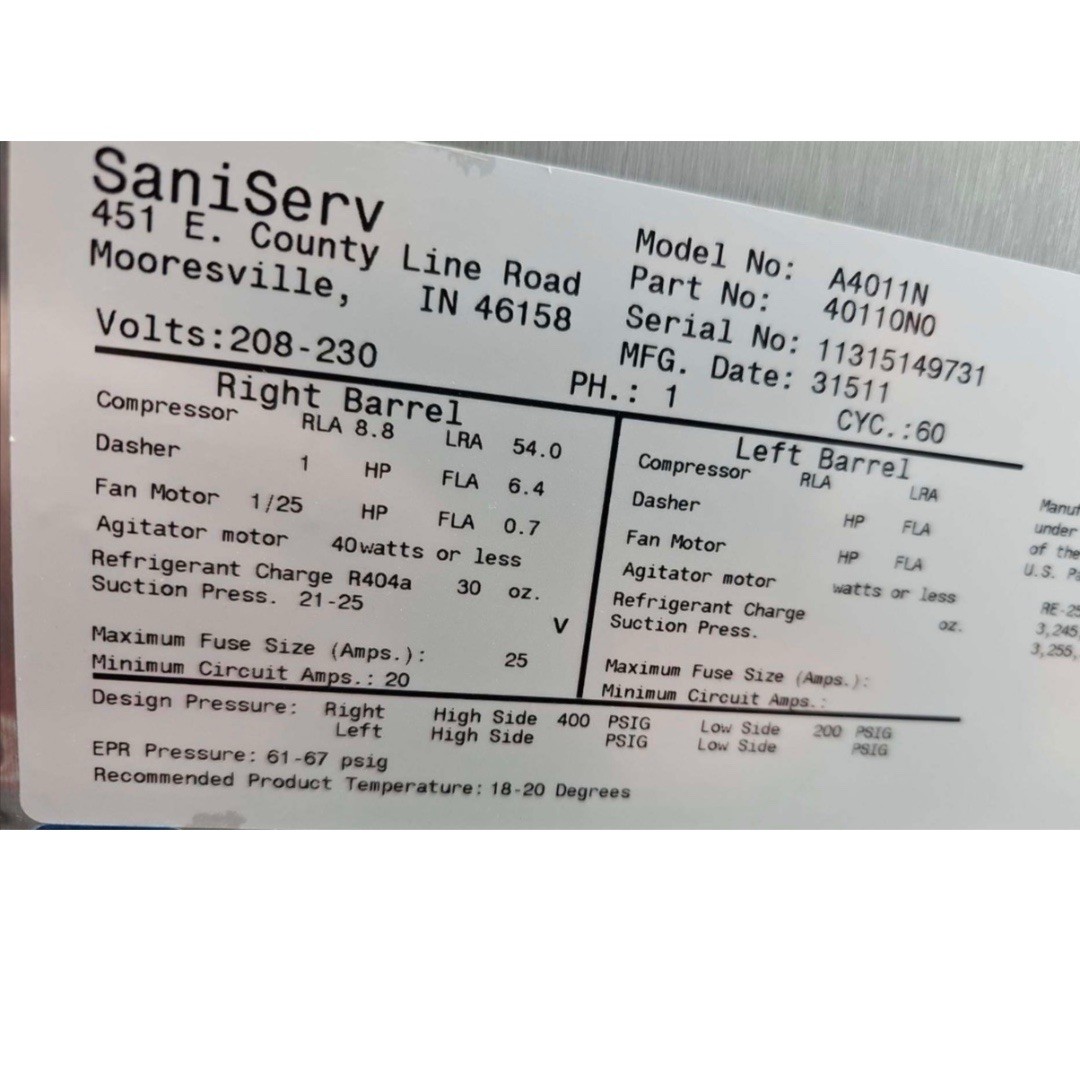 401 - SaniServ countertop AccuFreeze Soft Serve Ice Cream Machine