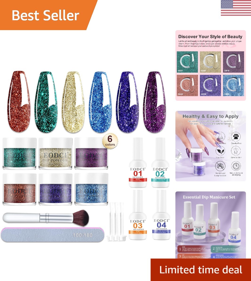 12-Pc Dip Powder Nail Kit – Safe, Odor-Free & Easy Application for Women