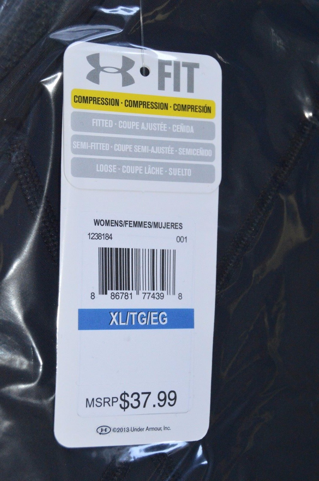 under armour ua womens authentic 17" capris compression fit yoga black size xl