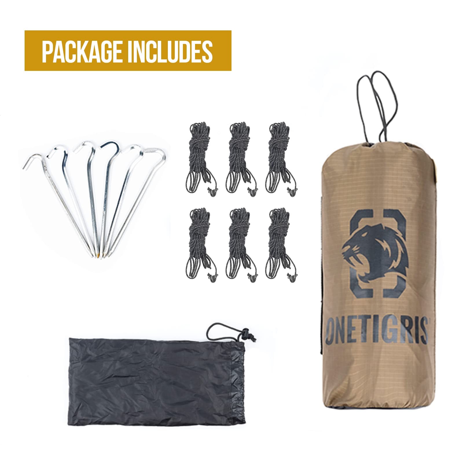 OneTigris Bulwark Camping Tarp, 100 Waterproof Bushcraft Shelter, Lightweight