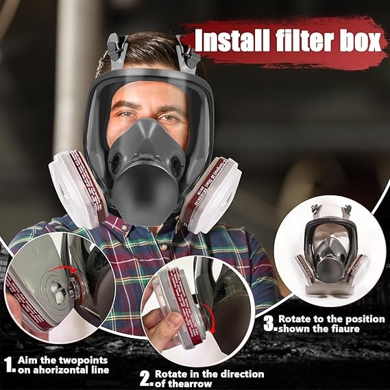 Professional Full Face Respirator Mask With Safety Goggles 15-in-1