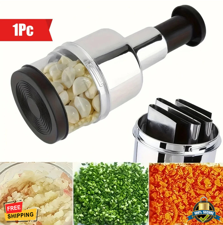 Manual Onion Chopper Garlic Press Stainless Steel Food Crusher Vegetable Tool