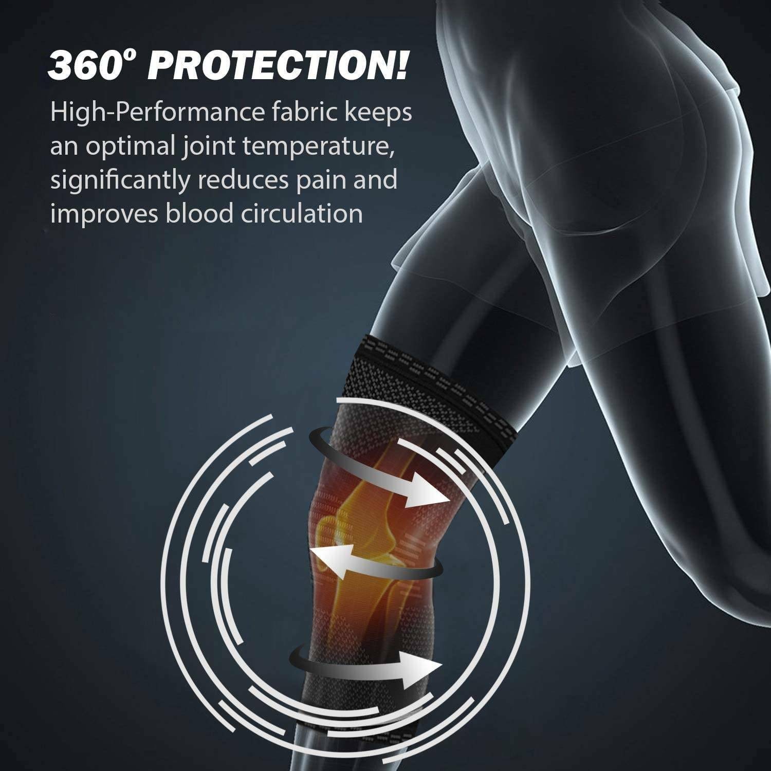 Knee Sleeve Compression Brace Support For Sport Gym Joint Pain Arthritis Relief