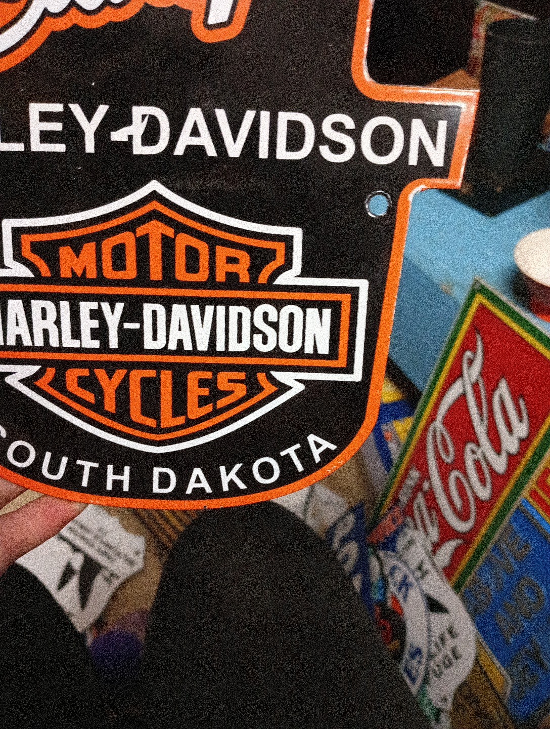 Porcelain Harley Davidson South Dakota Motorcycles Sign