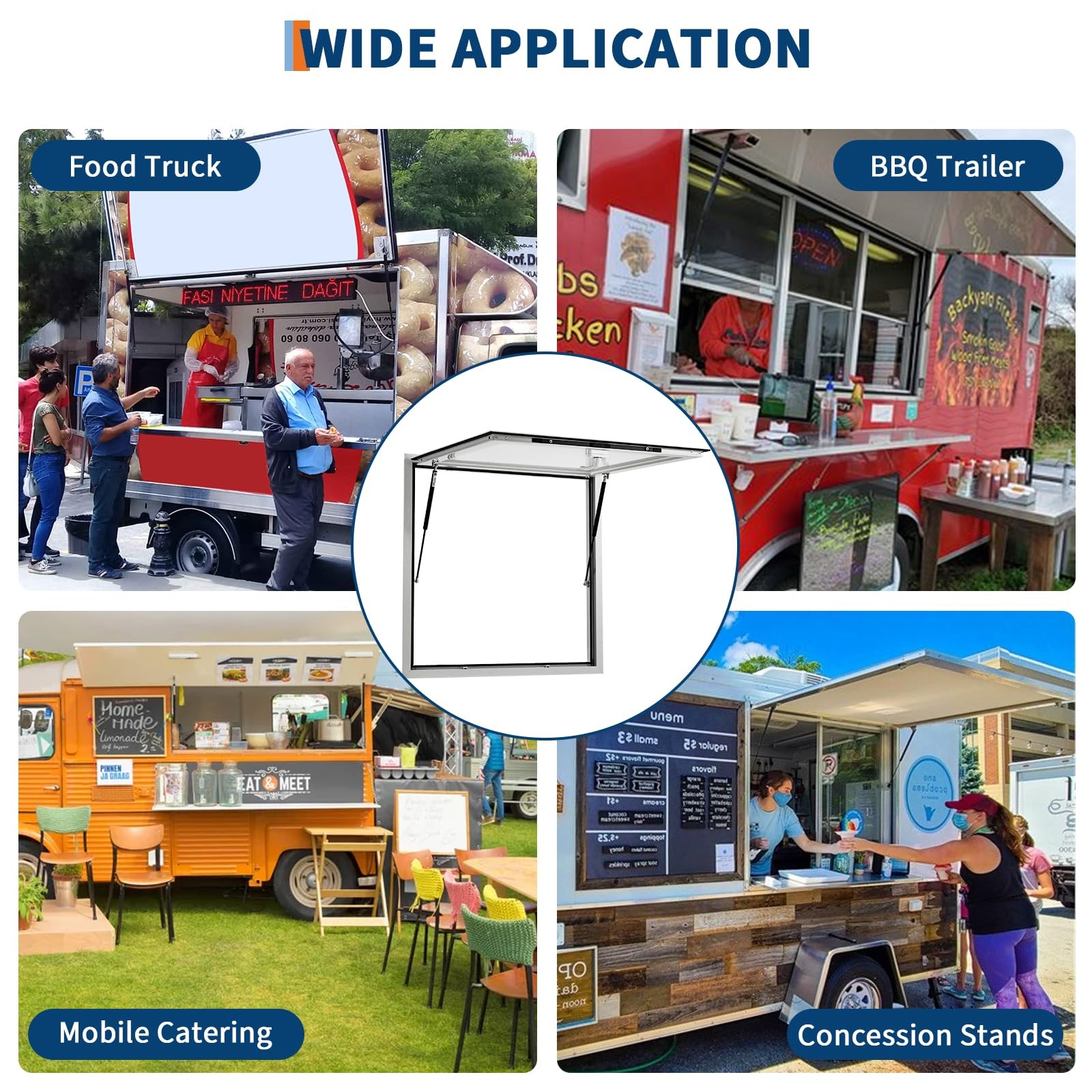 36x24" Food Truck Service Window 85° Weatherproof Aluminum Awning Door W/Lock