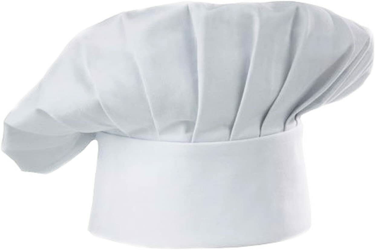 Chef Hat Adjustable Hook Closure Kitchen Cooking Cap White