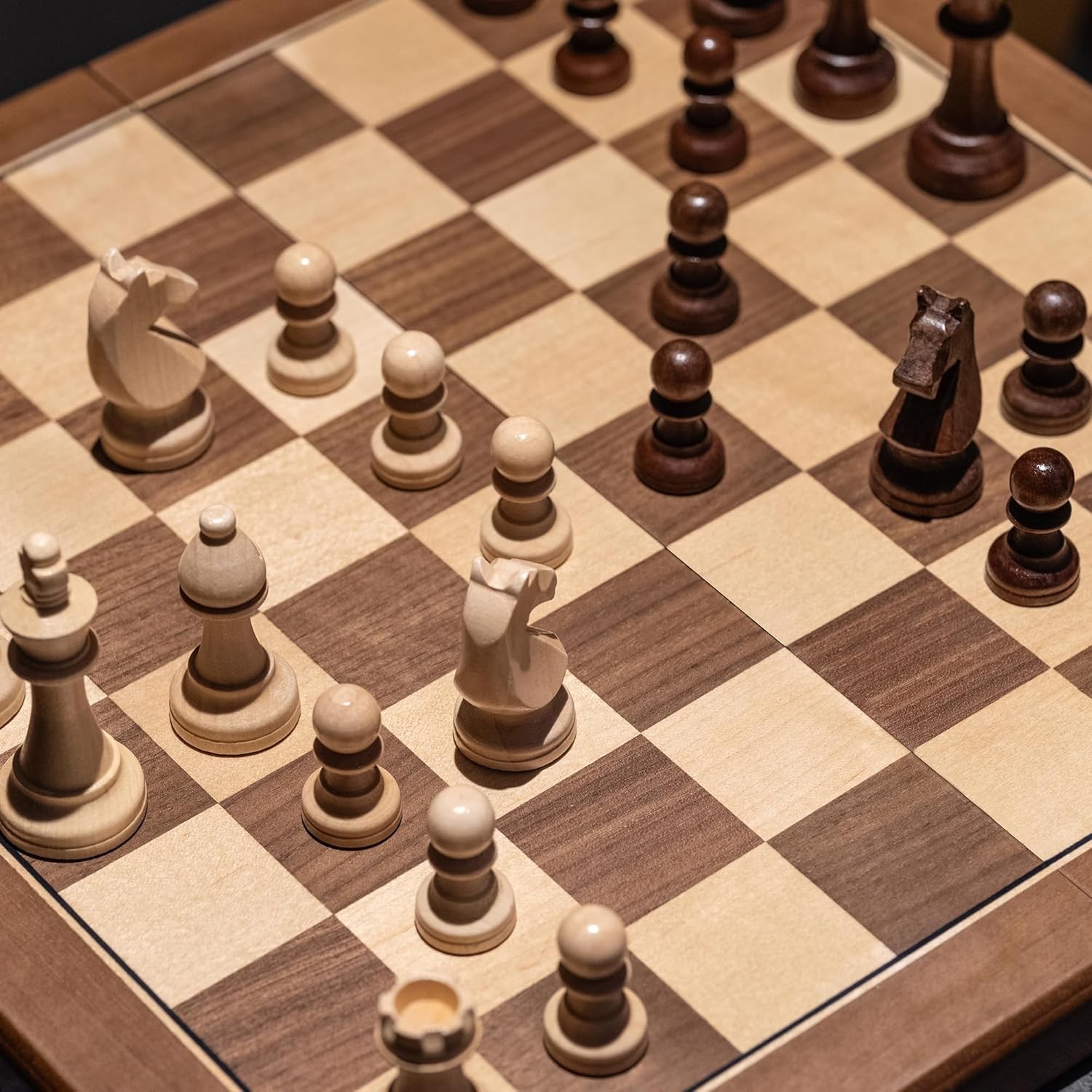 15" Magnetic Wooden Chess Set – Handmade Staunton Pieces, Folding Travel Board