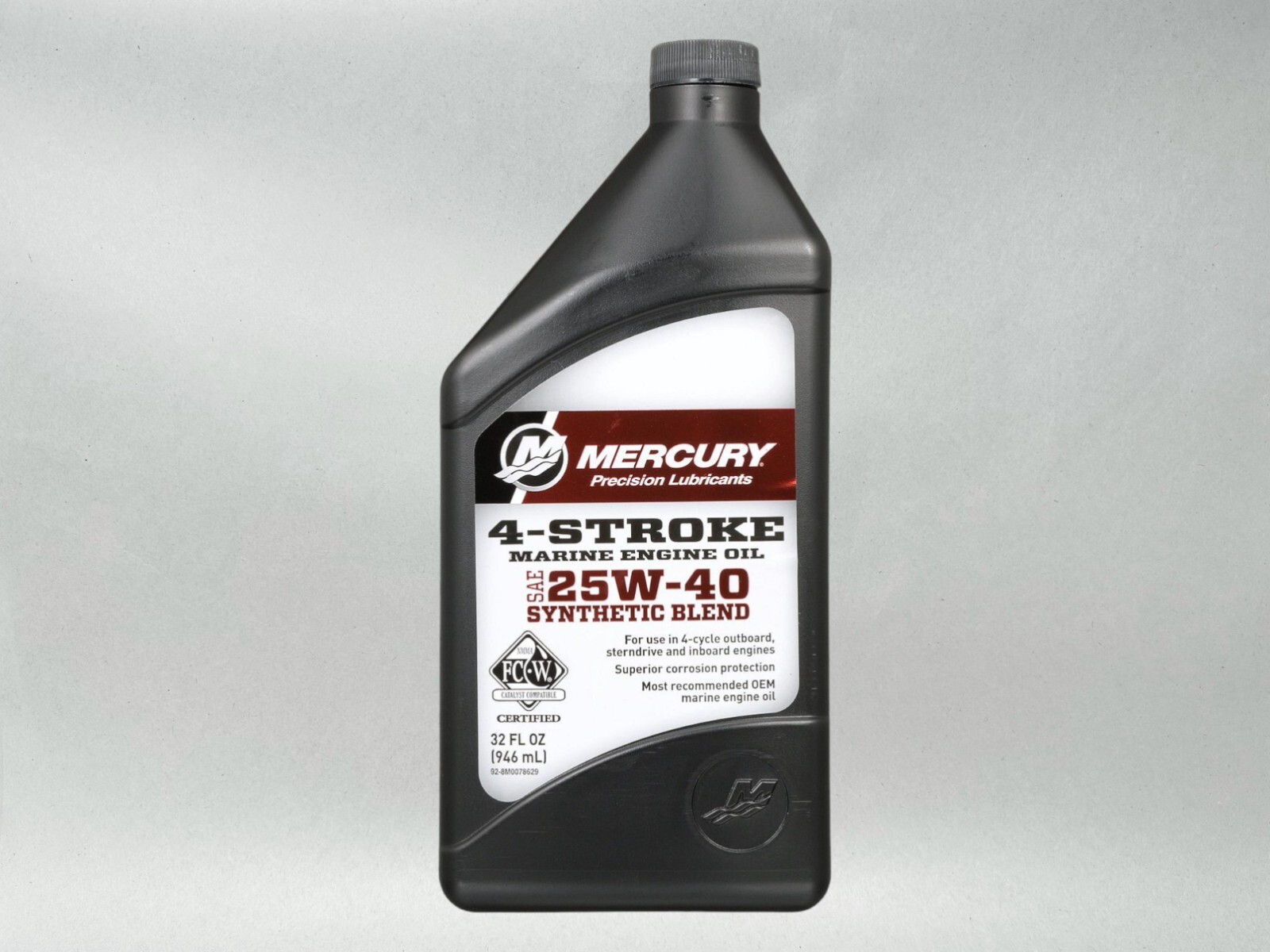Mercury OEM SAE 25W-40 Synthetic Blend Marine Engine Oil Quart 8M0078629-2PACK