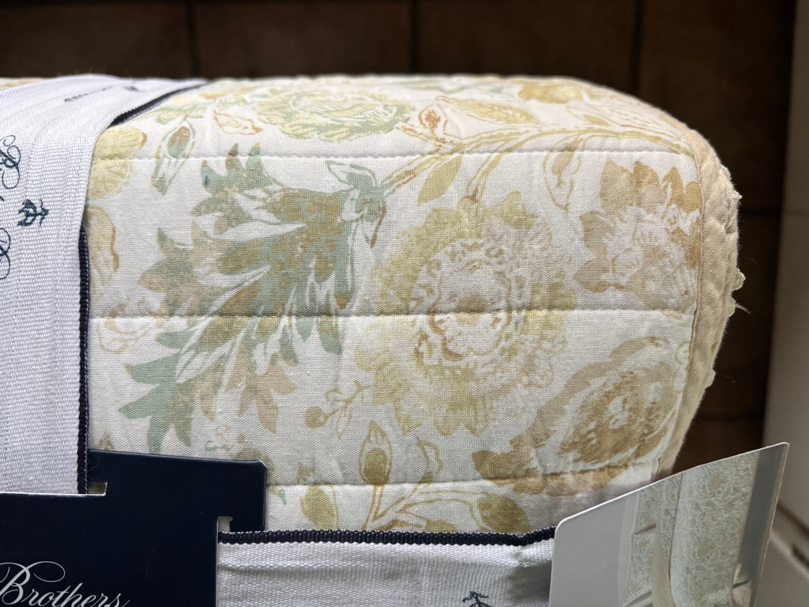 NEW Brooks Brothers Floral Bird King Size Cotton Quilt Set Scallop Border