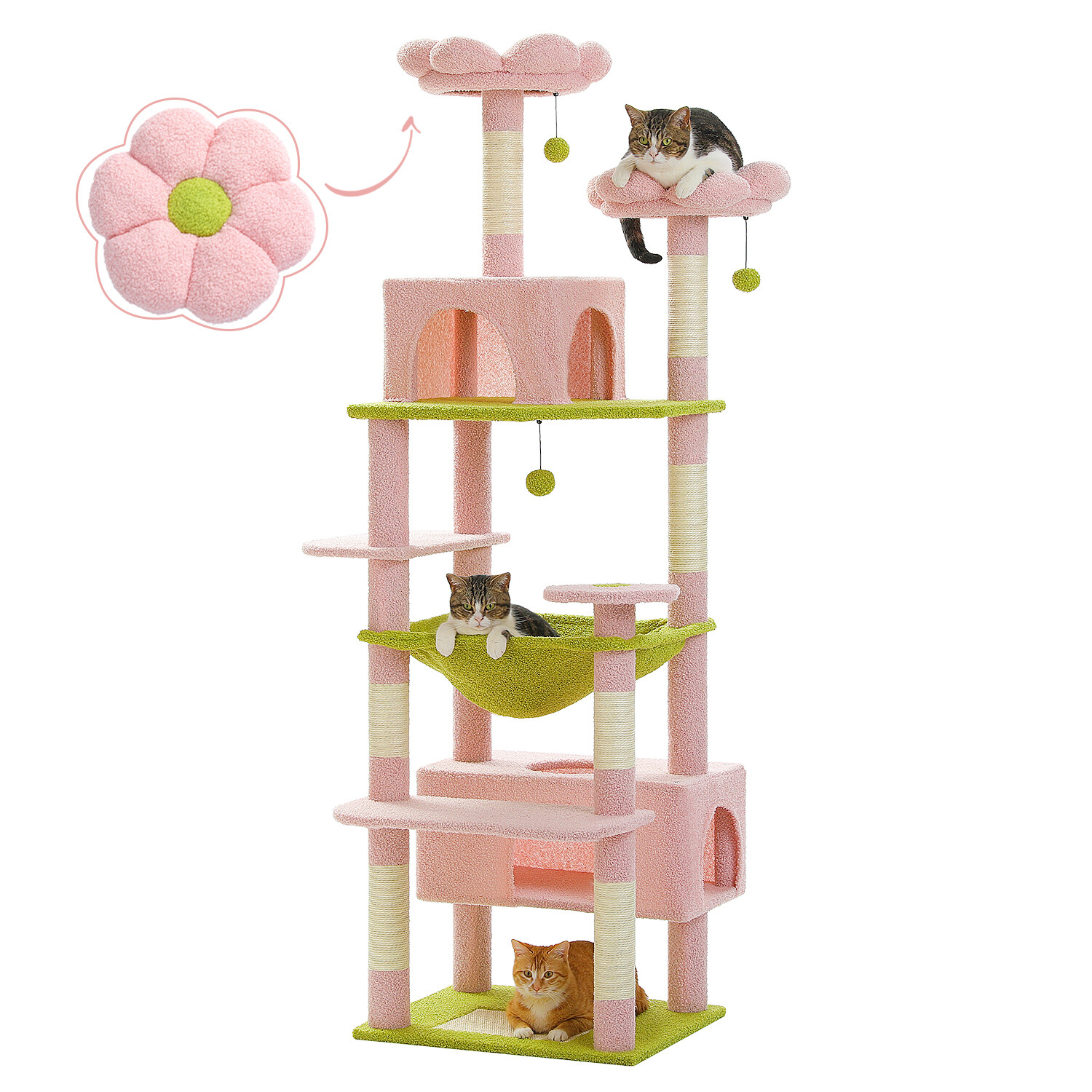 PAWZ Road Cat Tree Tower Scratching Post Scratcher Condo Bed 72.4"/64.5"/53.5"