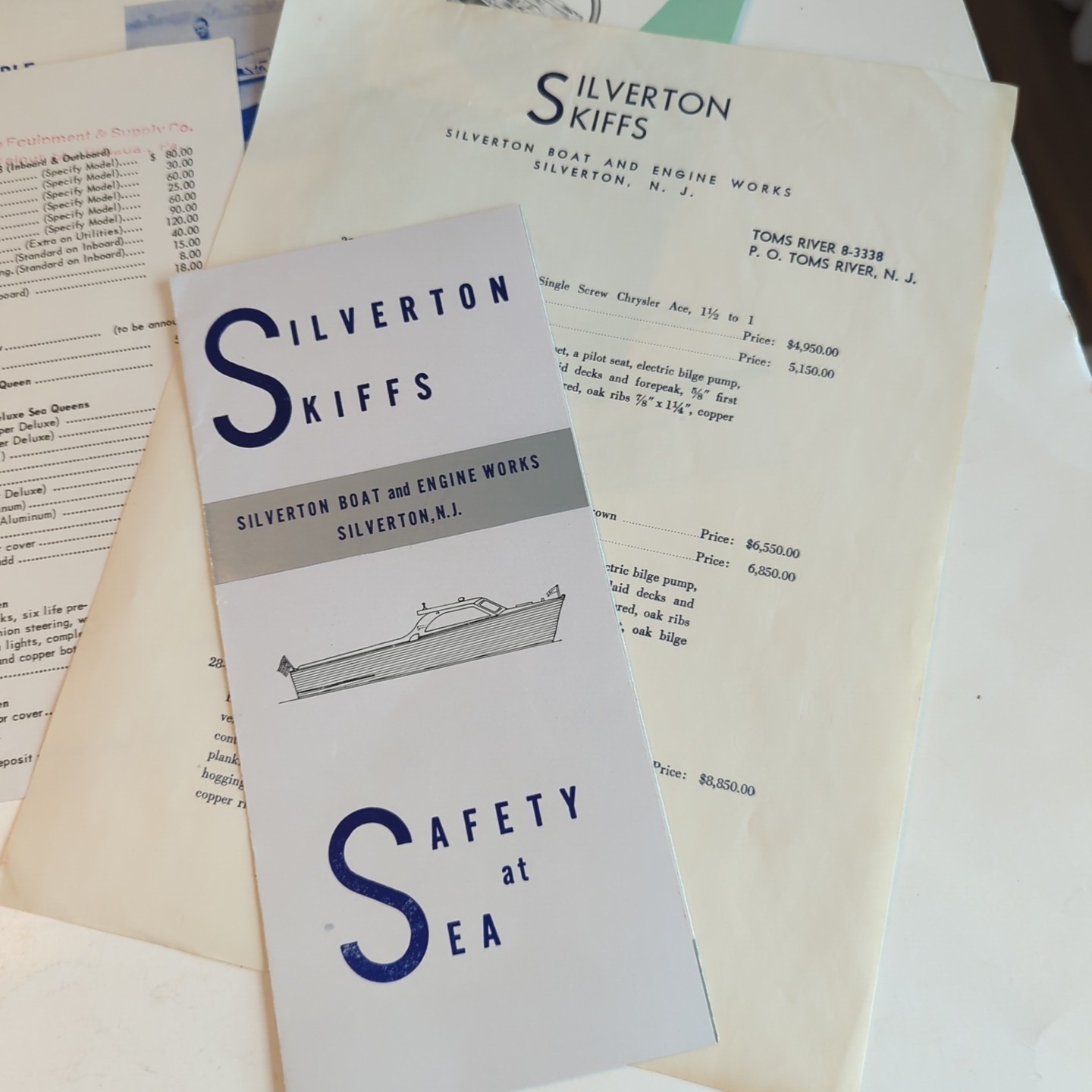Lot Vintage 1956 Boat Brochures Catalogs Skimmar, Silverton Skiffs, Trollercraft