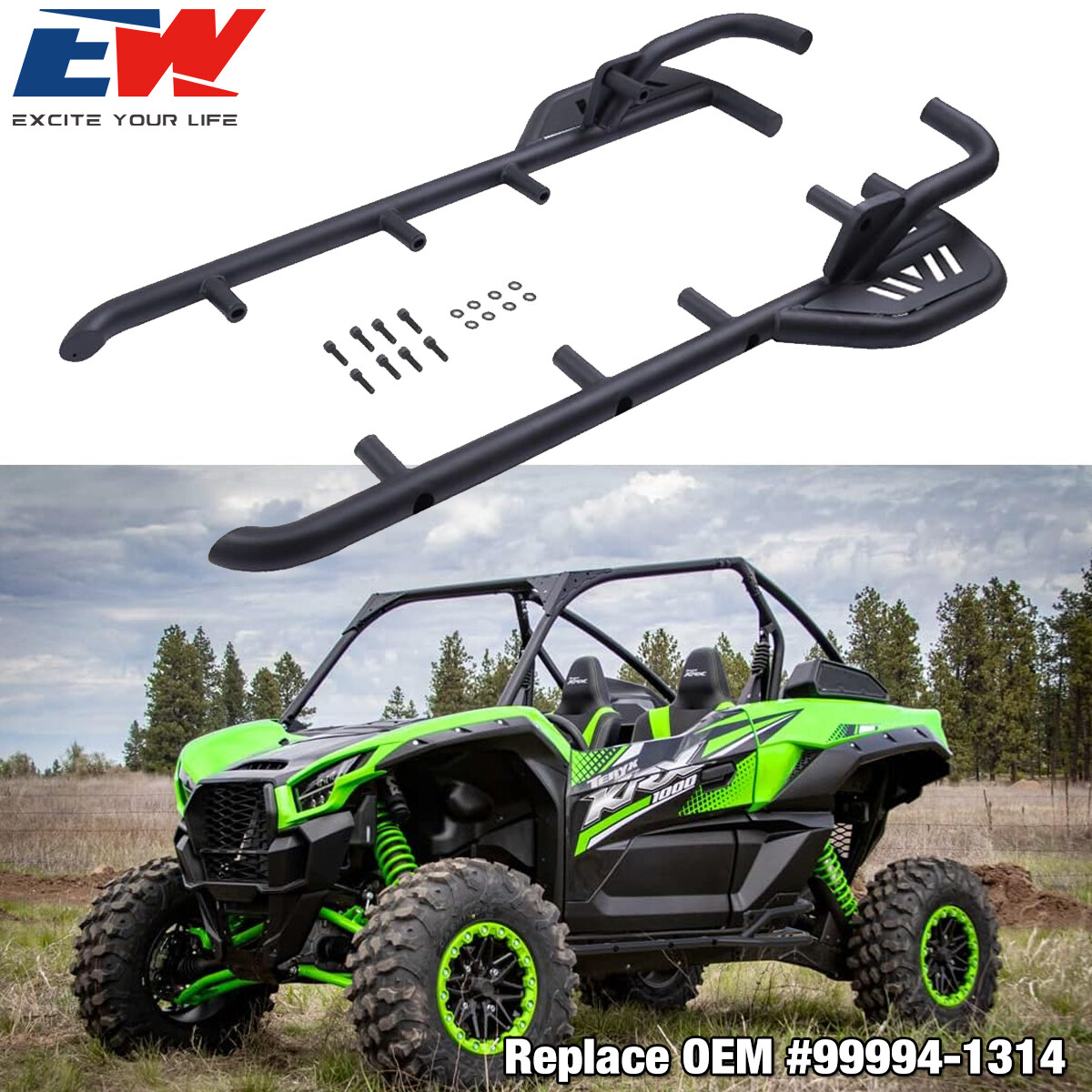 Rock Sliders Side Nerf Bars Tree Kickers for Kawasaki Teryx KRX 1000 #99994-1314