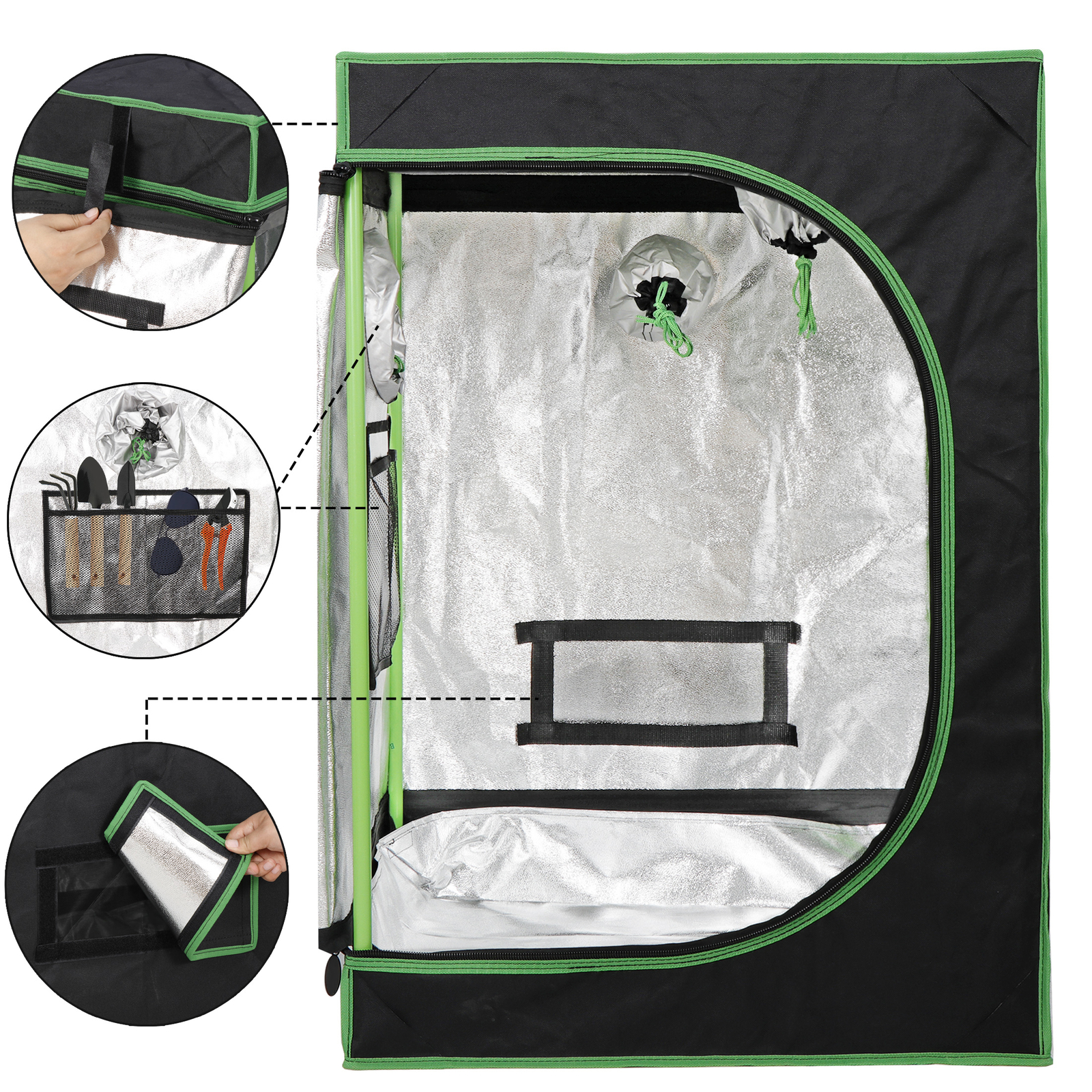 24""x48""x60" Hydroponic Grow Tent with Observation Window and Floor Tray 2X4