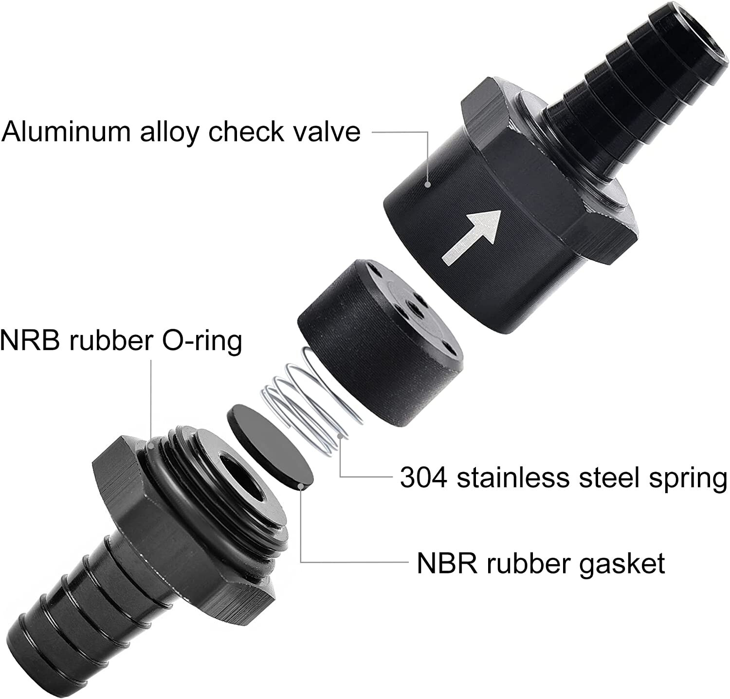 5/16" Fuel Check Valve One Way Inline Non Return Diesel Gasoline Black 8mm 2Pcs