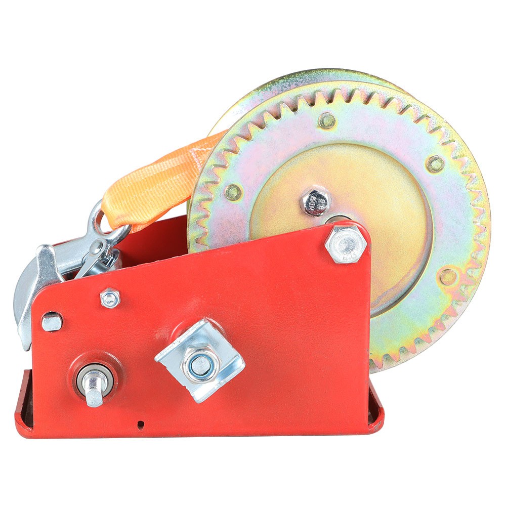 Heavy Duty Hand Winch 3500 LBS Dual Speed Hand Crank Red Strap ATV Trailer Boat