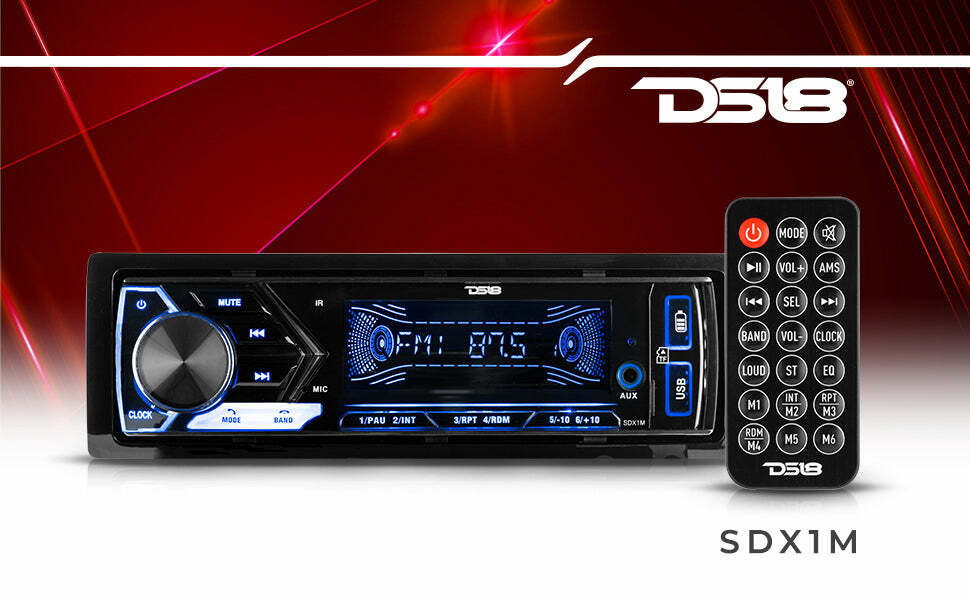 DS18 SDX1M Single Din Radio Headunit Digital Media Receiver Bluetooth Dual USB