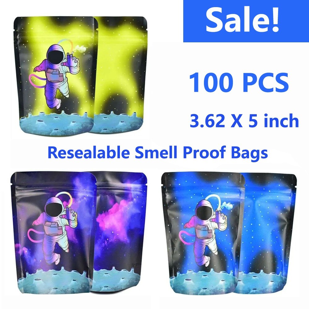 100PCs Resealable Mylar Foil Bags Zipper Seal Food Storage Bags Pouch
