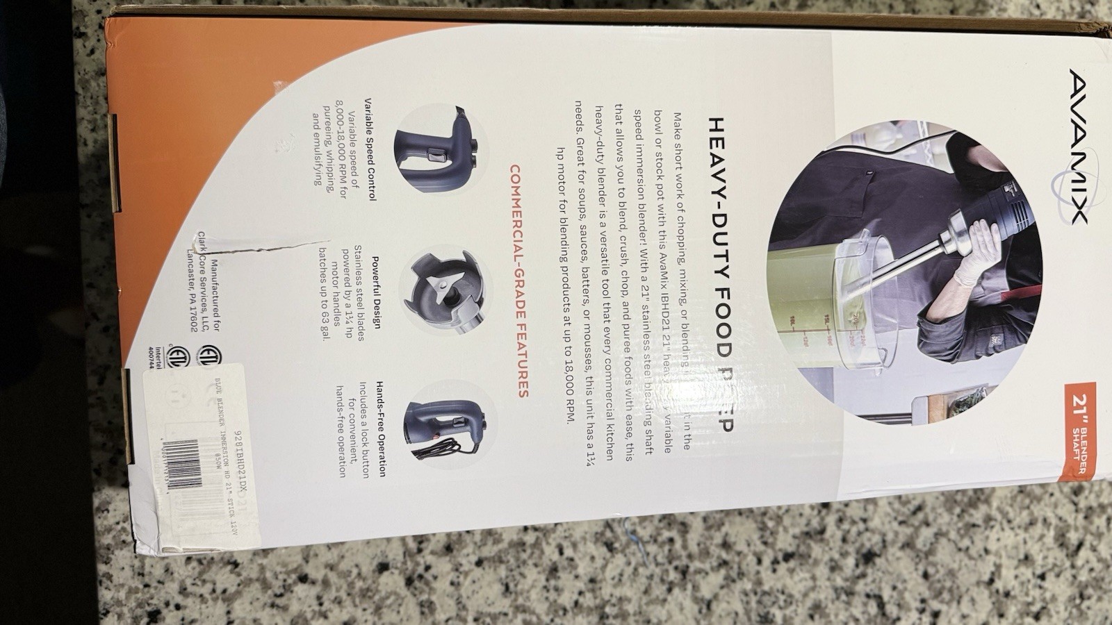 Avamox Commercial Immersion Blender 21” Heavy duty series 1 1/4HP Motor