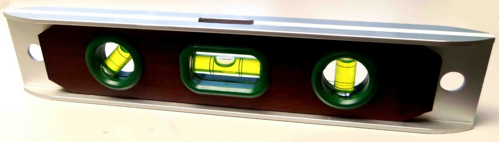 LOT (2) 9" Torpedo Level with 3 Vials Aluminum Frame V Groove Top, Wood sides