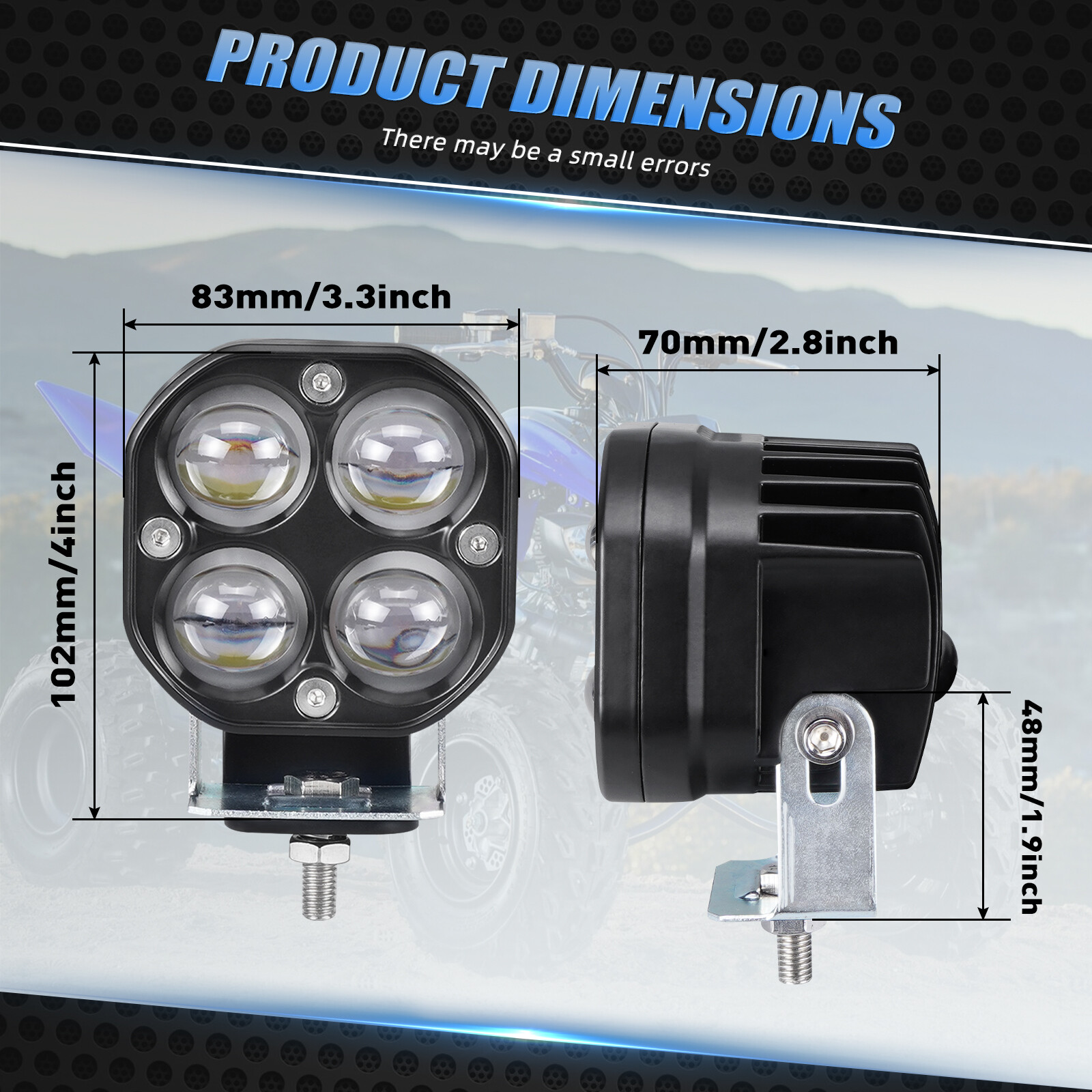 For Yamaha Raptor 700 700R Driving Headlight LED Work Lights 12V-24V 25W 4-Pack