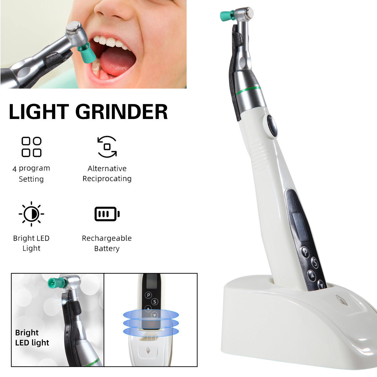 Dental hygiene Prophy LED Motor Cordless Handpiece / 100*Polishing Cups