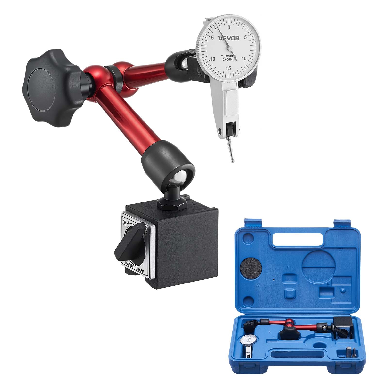 VEVOR Dial Test Indicator Universal Magnetic Base 0.0005 Accuracy 0-0.03 Range