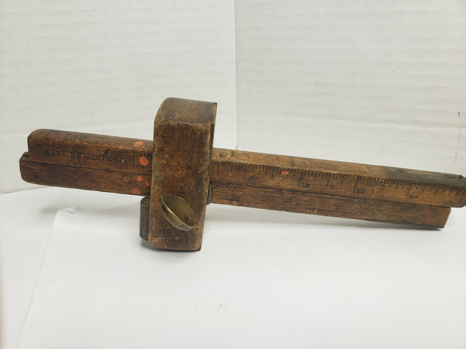 Antique Stanley Wooden Mortise Gauge Primitive Stem Beech