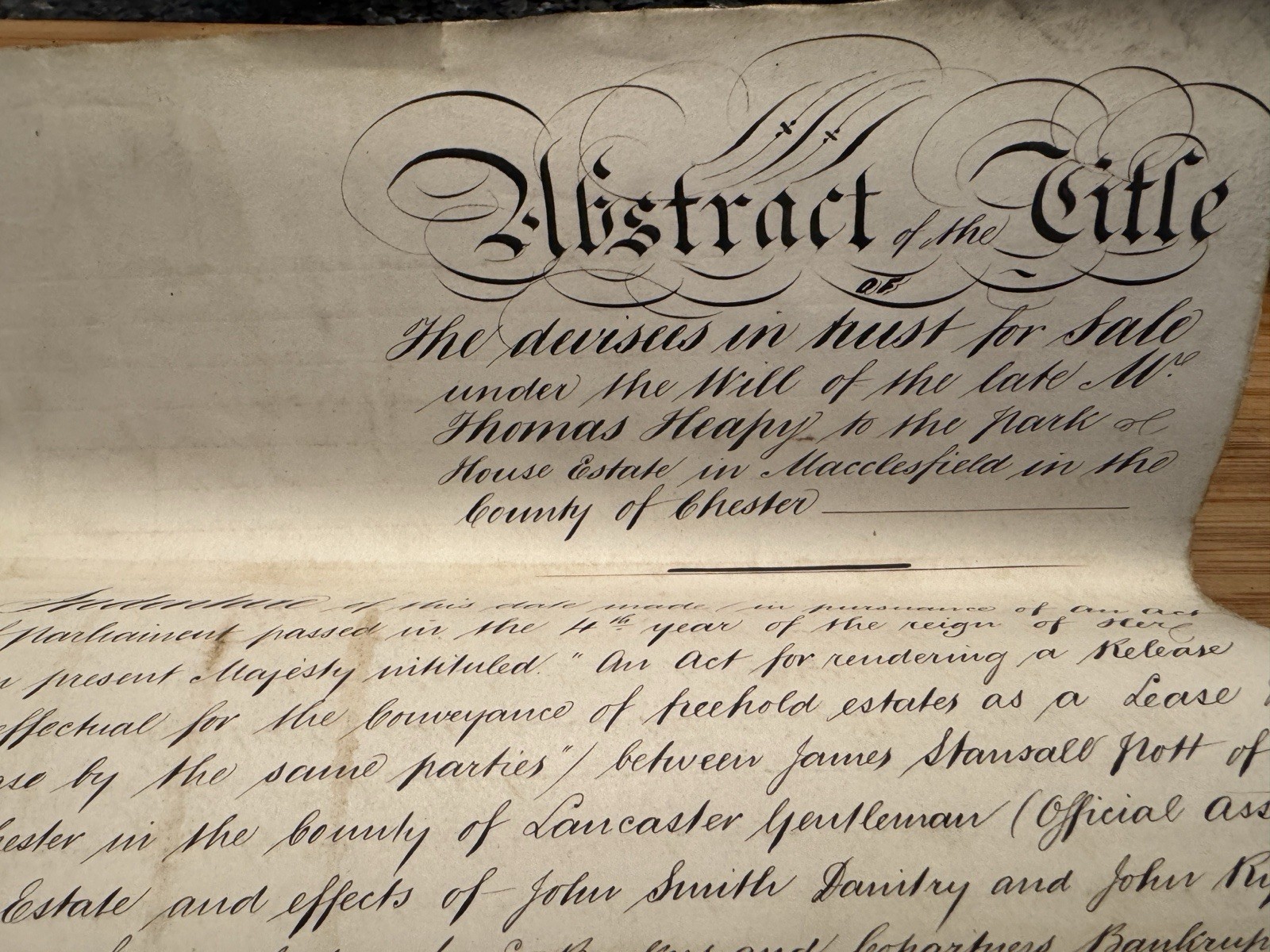 1867 Rare MASSIVE Vellum Abstract of Title Macclesfield Cheshire Manuscript 46pg