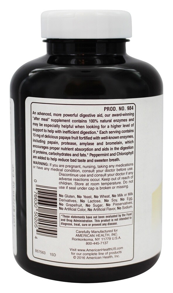 American Health Super Papaya Enzyme Plus, 360 Chewable Tablets