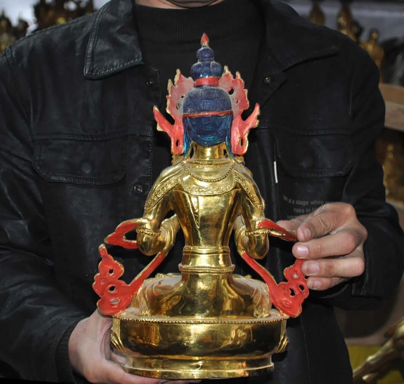 13.2" Tibetan ancient temple bronze Gilt Vajrasattva Tara Kwan-Yin Buddha statue