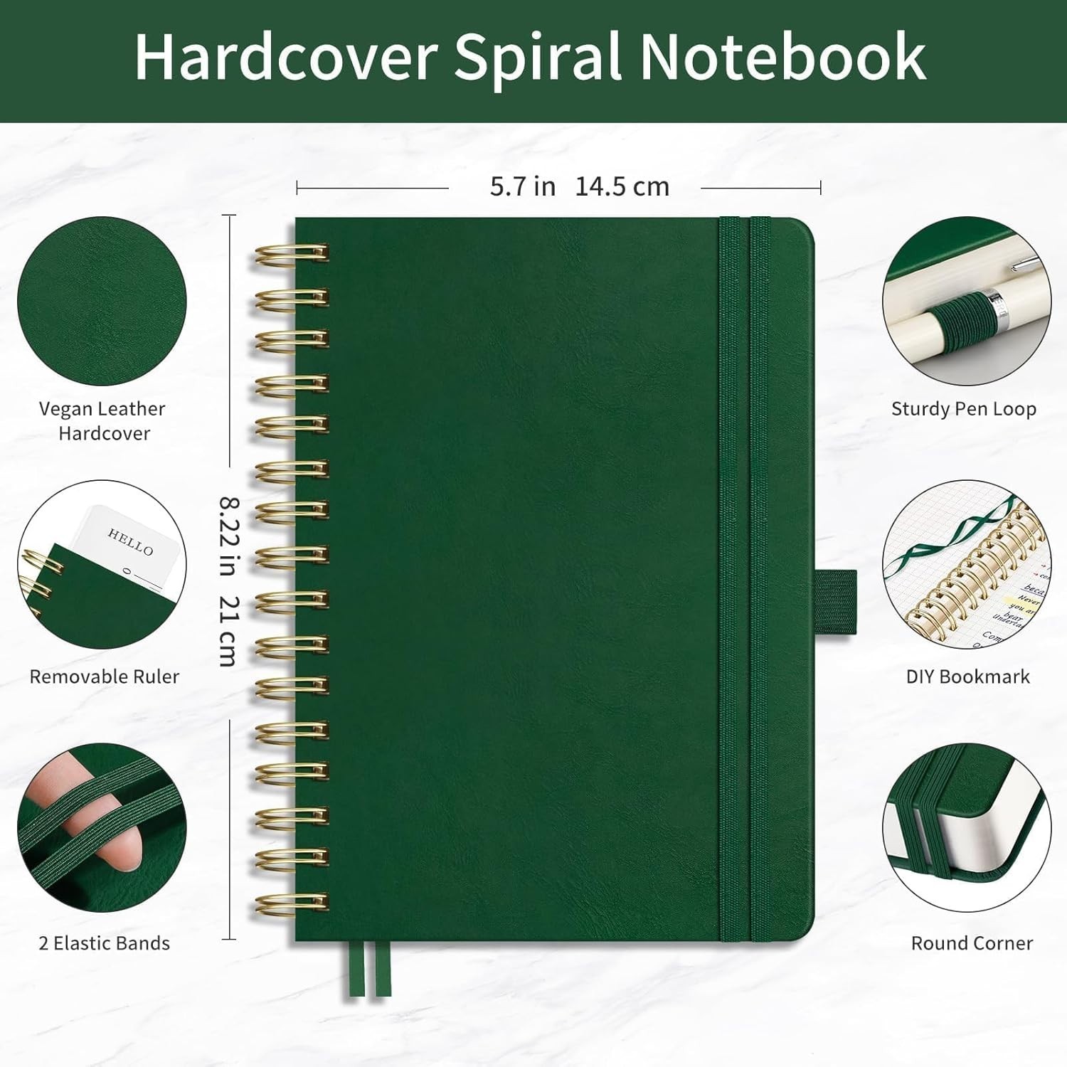 EMSHOI Spiral Graph Paper Notebook - 300 Pages, 100 GSM Thick Grid Notebook,