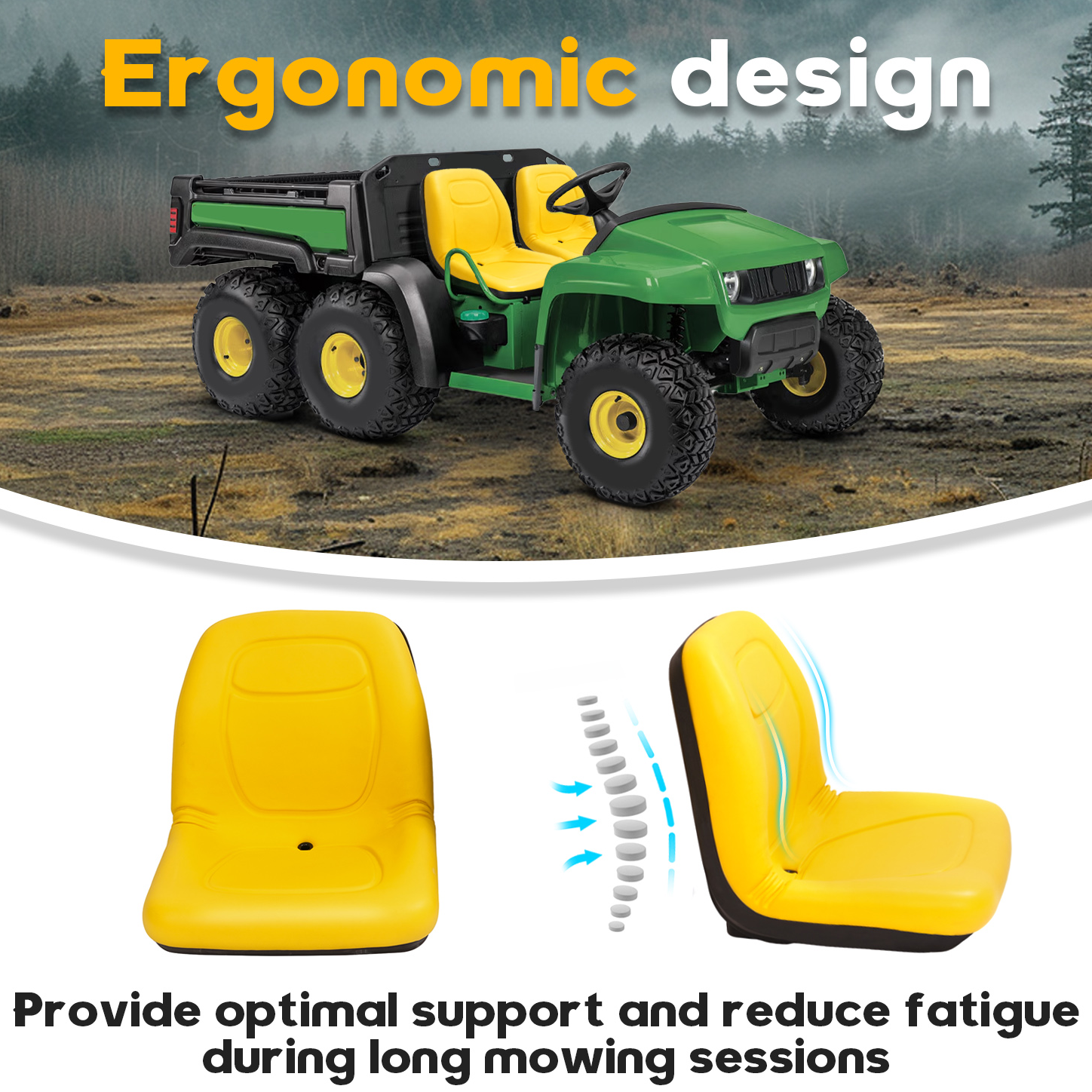 2PCS PU Seat For John Deere Gator 4X2 HPX 4X4 HPX Gator TX Gator TH 6X4 Gator