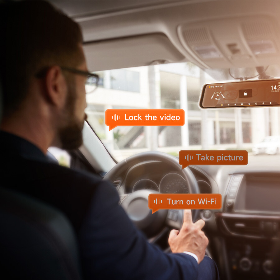 WOLFBOX 4K 12" Mirror Dash Cam Front and Rear Inside 5G WiFi Parking Monitoring