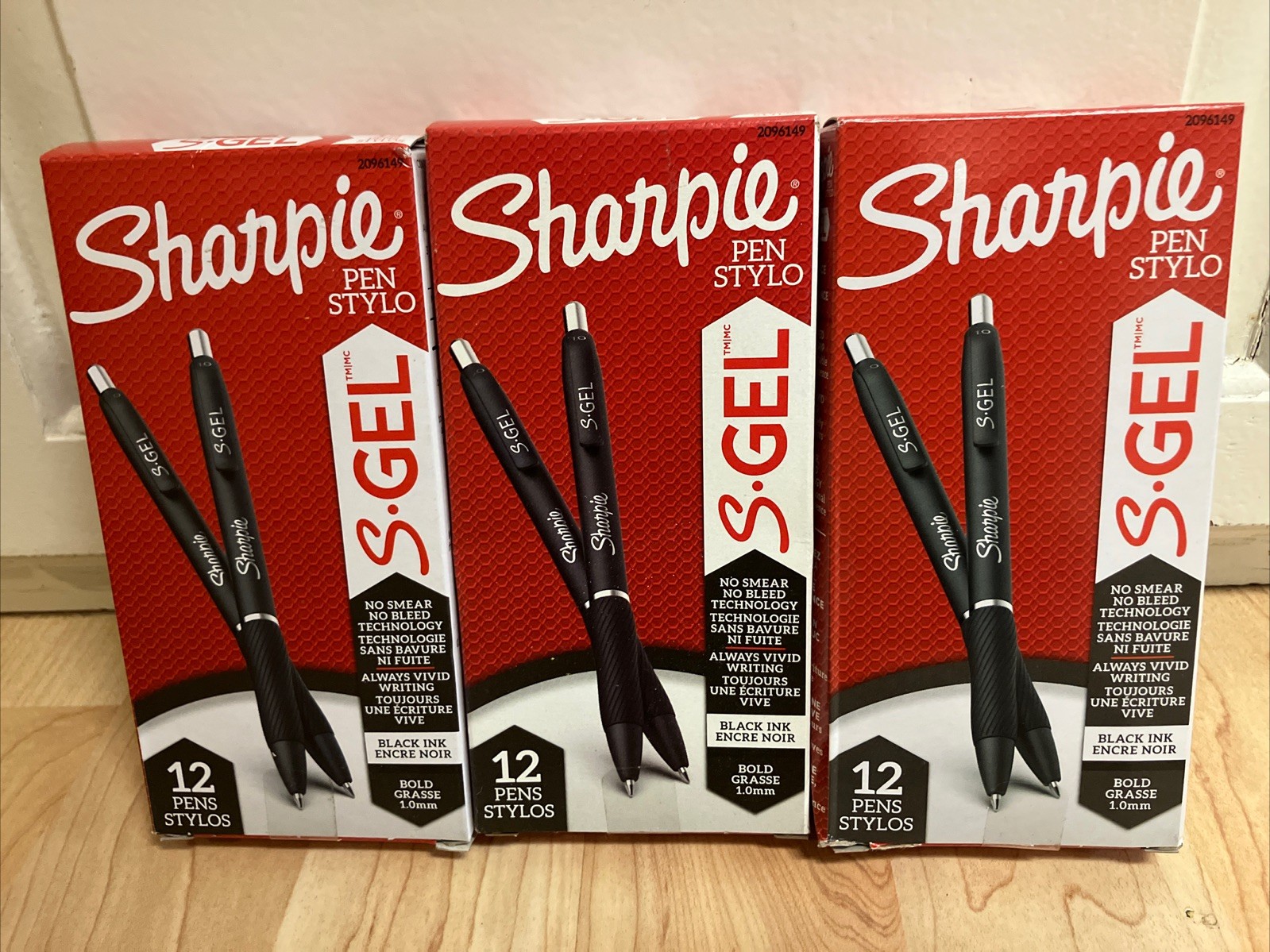 3 BOXES Sharpie S-Gel, Gel Pens, Bold Point (1.0mm), Black Ink Gel Pen, 12 Count