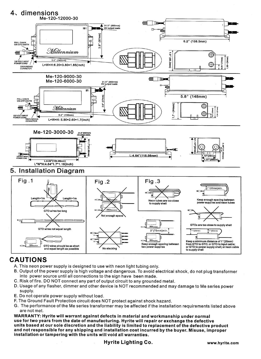 NeonPro ME-120-6000-30 NEON SIGN POWER SUPPLY TRANSFORMER - NEW, UL Listed