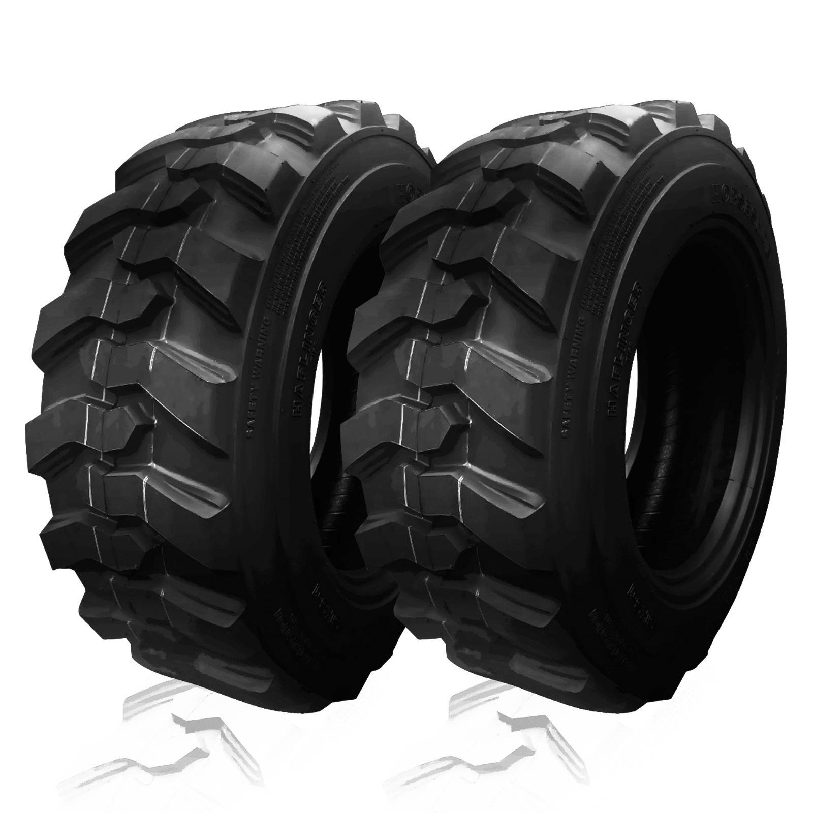 2 12-16.5 14PR Skid Steer Tires HAFLINGER TRAC-KING Heavy Duty Rim Guard 12x16.5