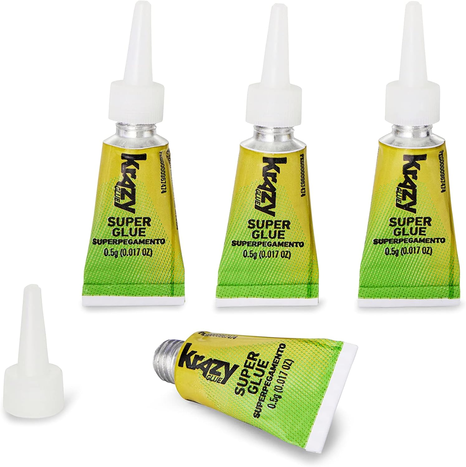 4 Count Super Glue Single Use Tubes Fine Tip 0.5 Grams for Home & Office Use