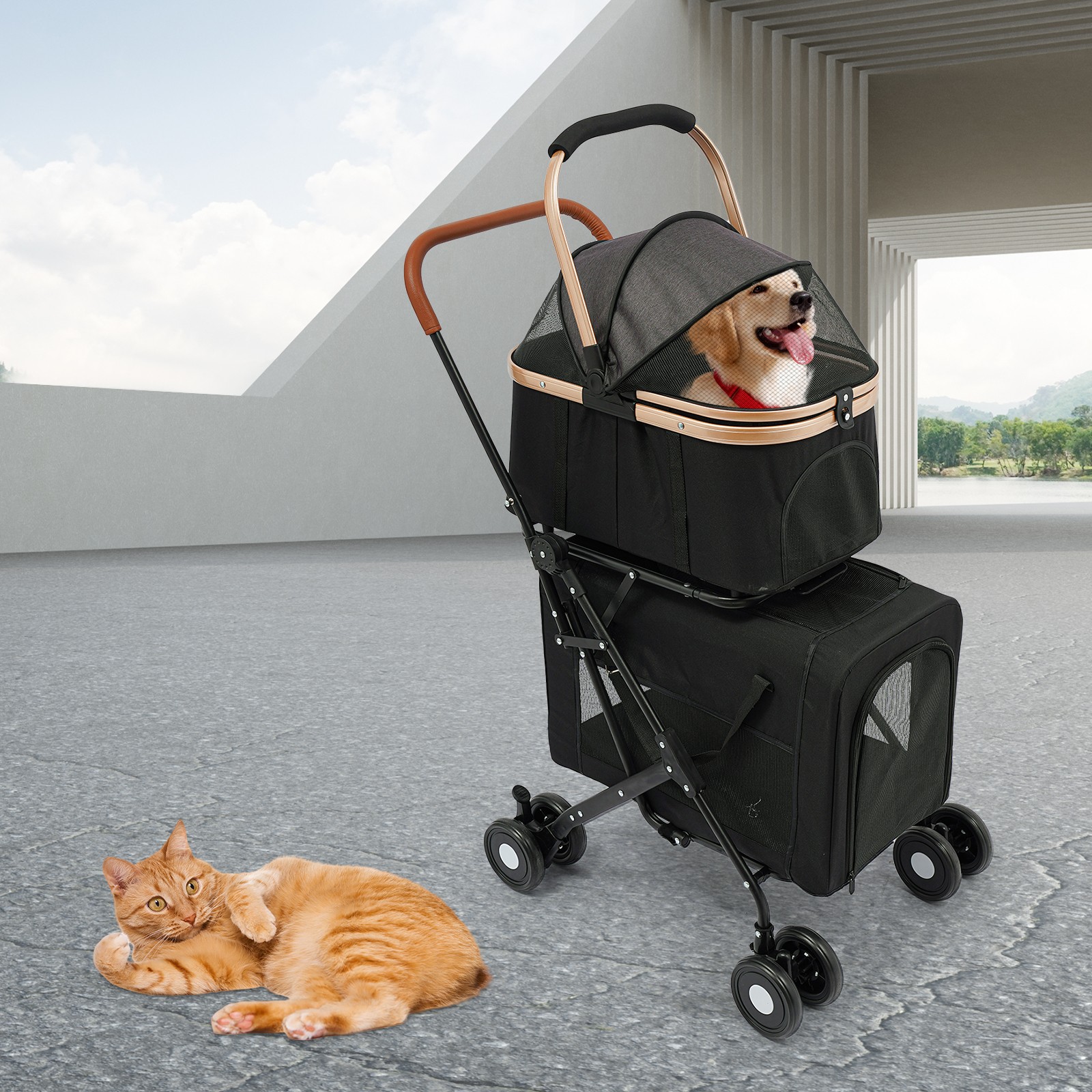 Dog & Cat Stroller, Foldable Pet Stroller, Pet Stroller For Small & Medium Dogs