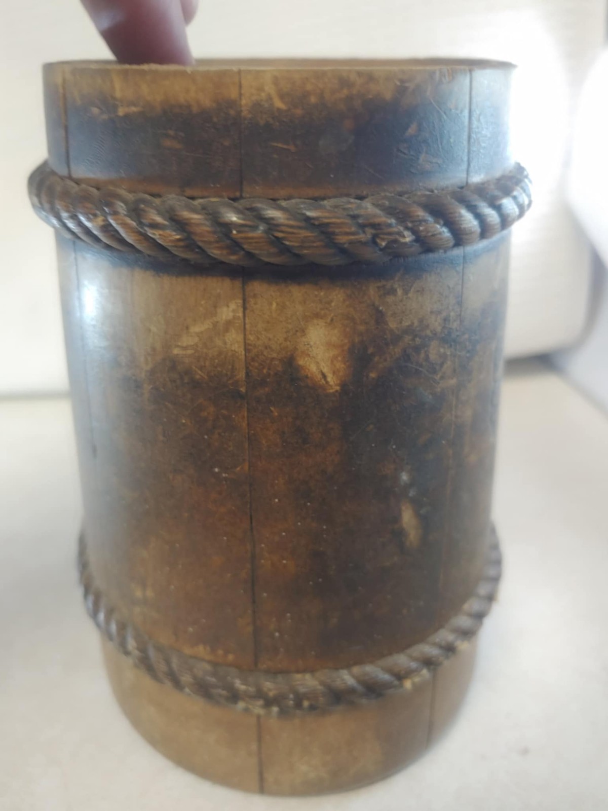 Wooden beer stein Tankard with rope handle Golden Spike No insert