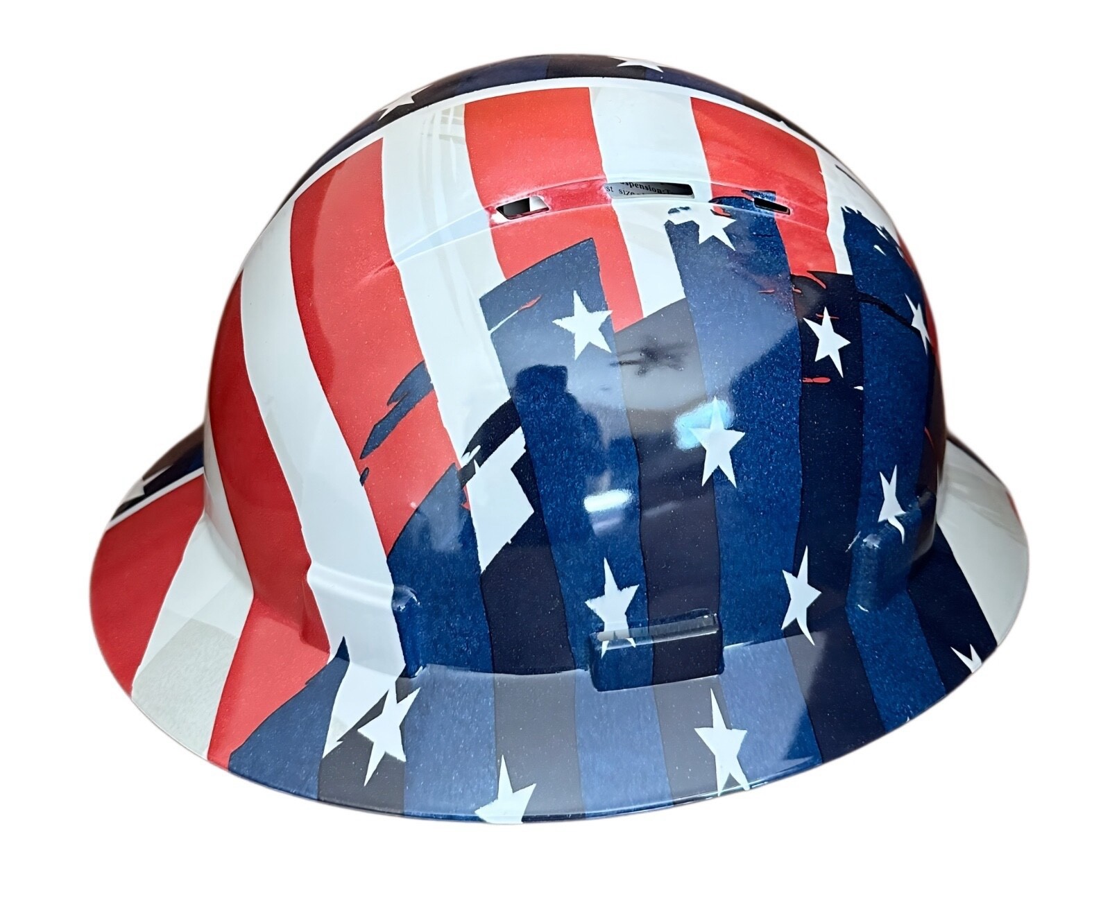 6 Points USA Flag Full Brim Hard Hat with with Fas-trac Suspension