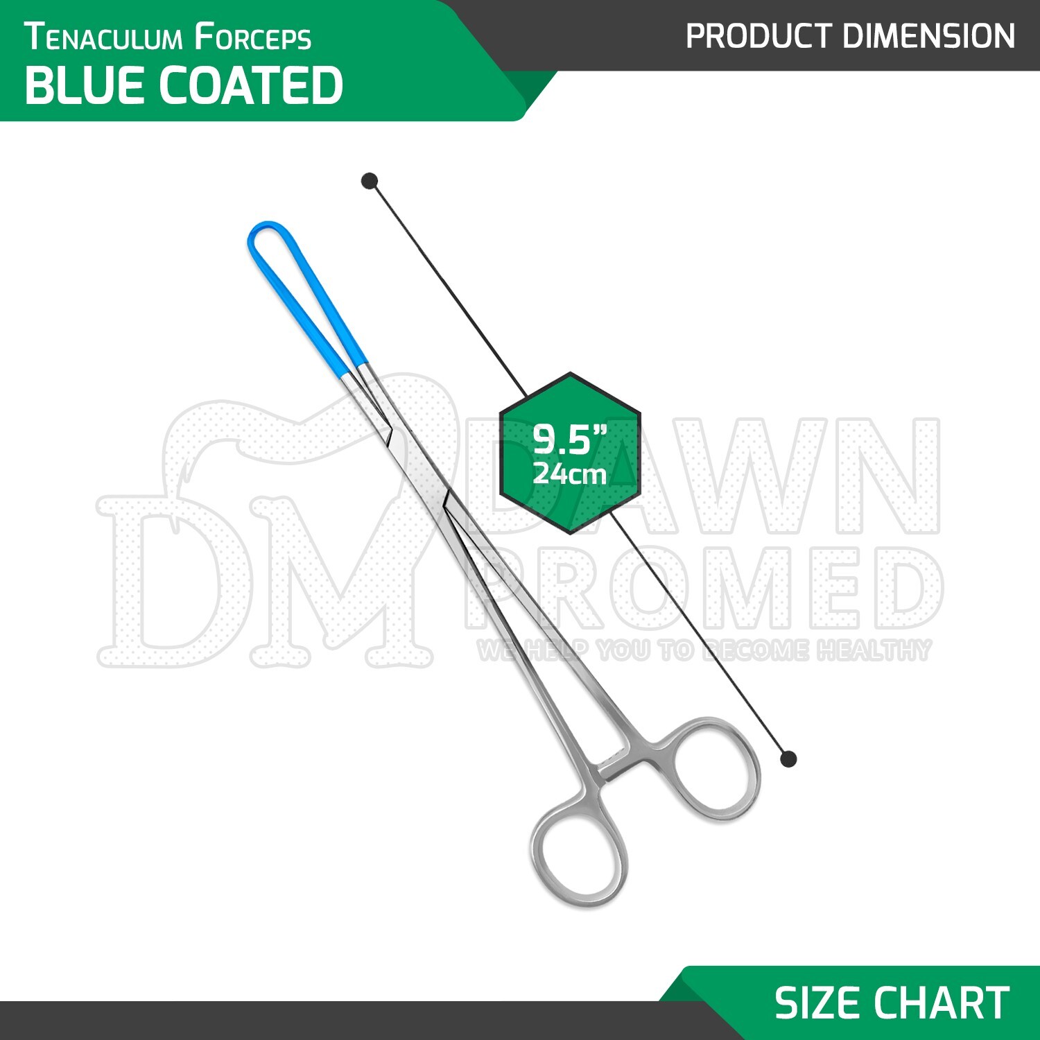 Tenaculum Blue Coated Forceps 9.5" OB/GYN Electrosurgical Instruments