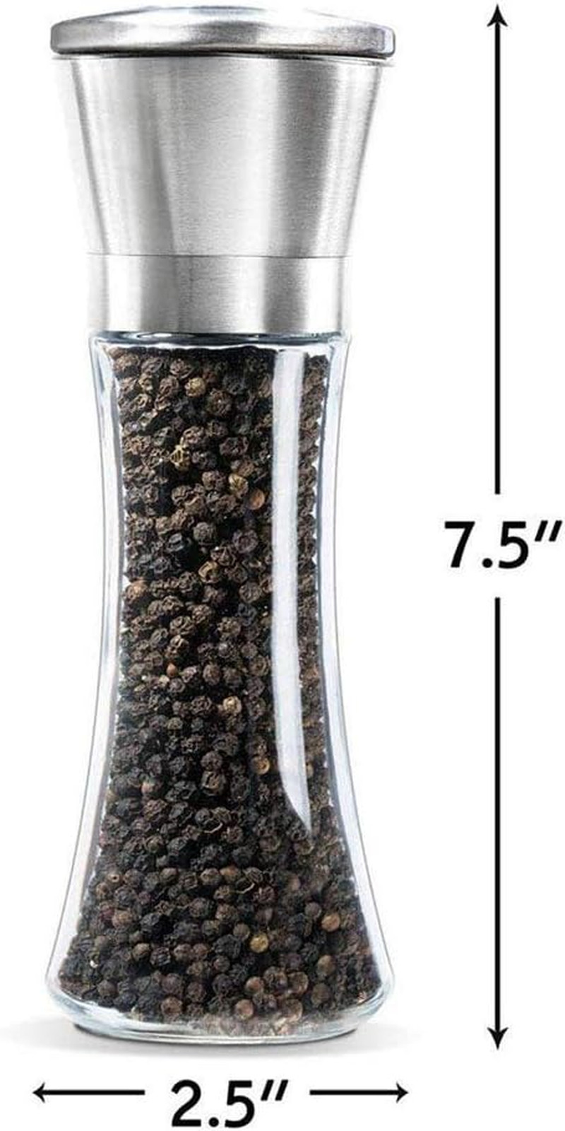 Salt and Pepper Grinder Tall Size - Black Pepper,Herb Shakers Mill Refillable Ma