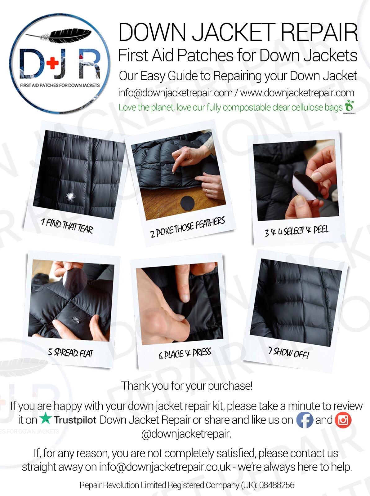 Repair Patches (Self-Adhesive) for Down Jackets & Sleeping Bags - 24 Colours!