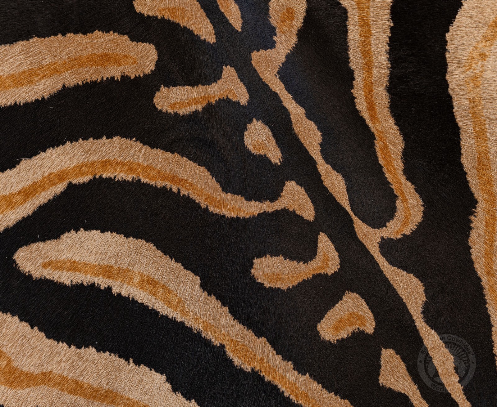 Real Cowhide Rug Wild Zebra Printed Brown Stripes on Beige - Size 6x7'